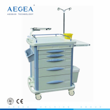AG-ET007B3 CE ABS hôpital médical d&#39;urgence tiroir en plastique chariot